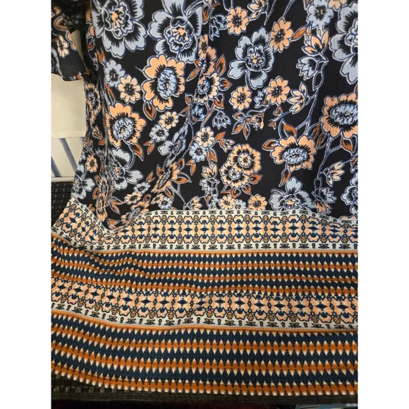 Women's WESTPORT 1962 Long Sleeve Dress 2X Black Orange Floral - Picture 2 of 11